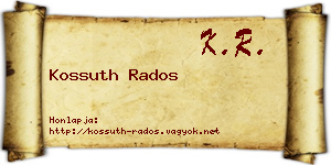Kossuth Rados névjegykártya